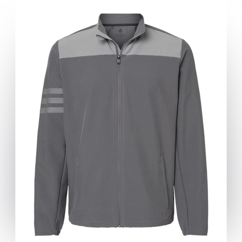 ADIDAS Gray 3-Stripes Full-Zip Jacket‎ Size Large Durable Water Repellant Hiking